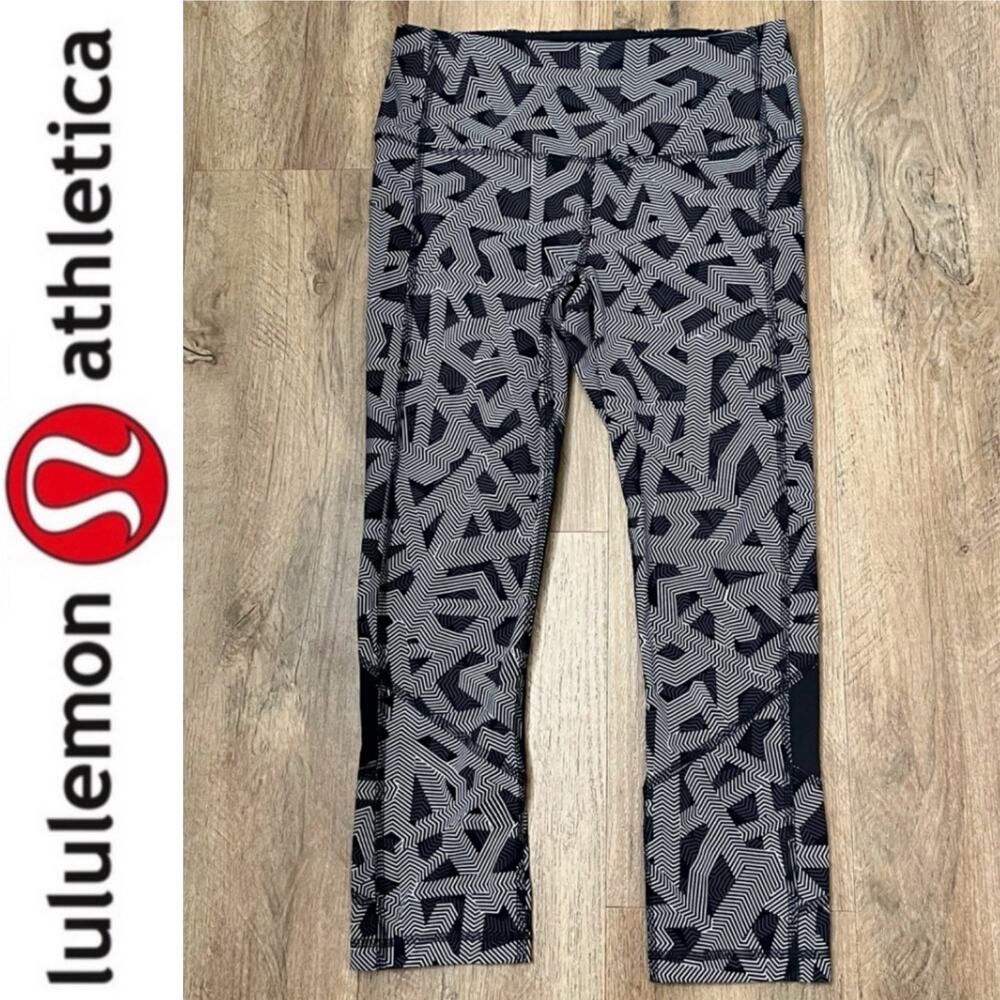 Lululemon Pace Rival High-Rise Crop 22" Labyrinth Black‎ Light Cast / Black Sz 6